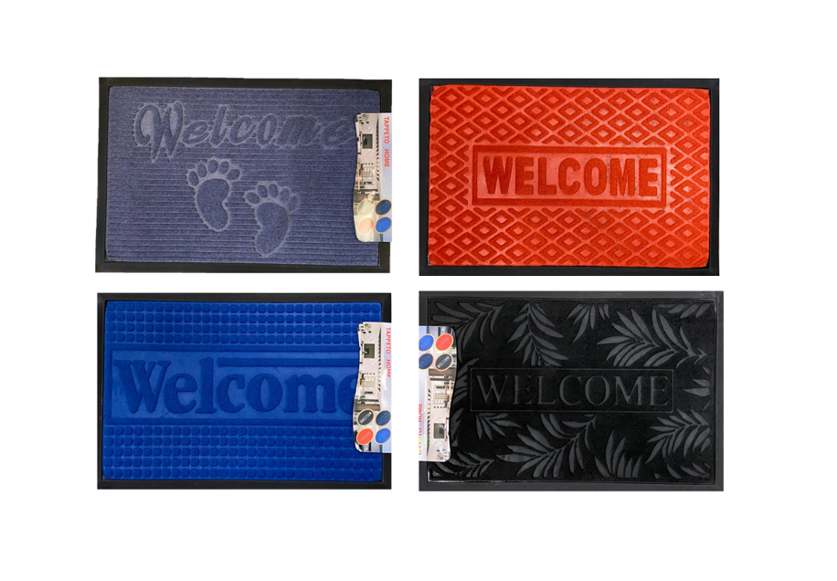 Rectangle Welcome Door Mat 40 x 60cm Assorted Designs and Colours 0474 A (Parcel Rate)