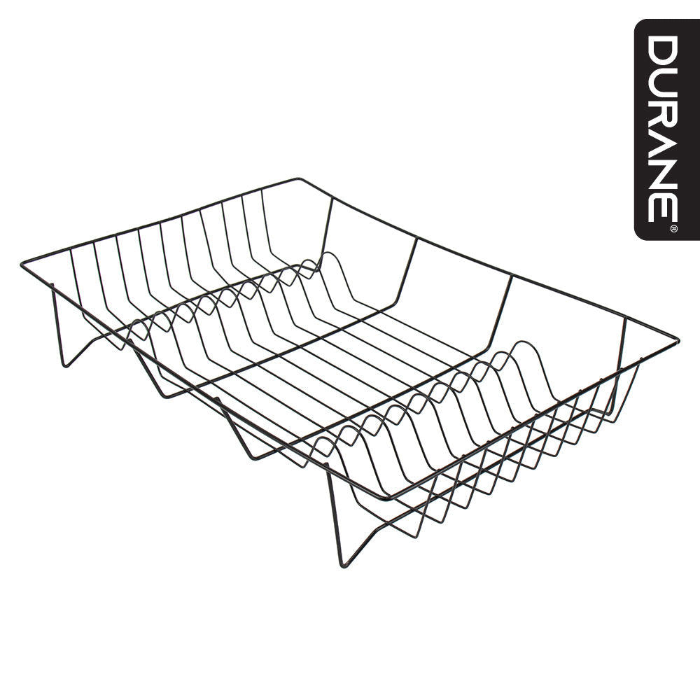 SQ Durane Metal Kitchen Dish Drainer 48 x 32 x 8 cm Black 11019 (Parcel Rate)