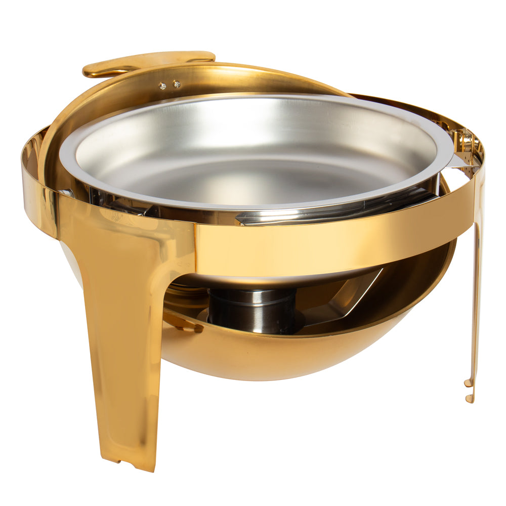 SQ Professional Banquet Chafing Dish with Roll Top and Window Round Gold 6.5L 11412 (Big Parcel Rate)