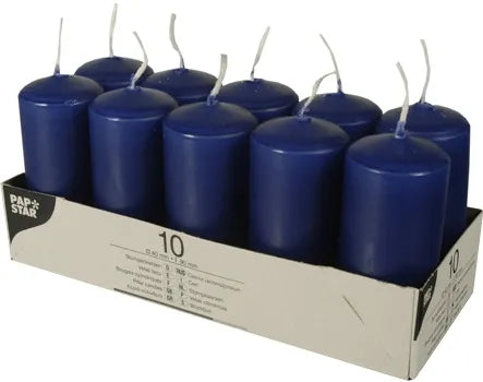 Pillar Candles 90 x 40mm Pack of 10 Dark Blue 17916 (Parcel Rate)