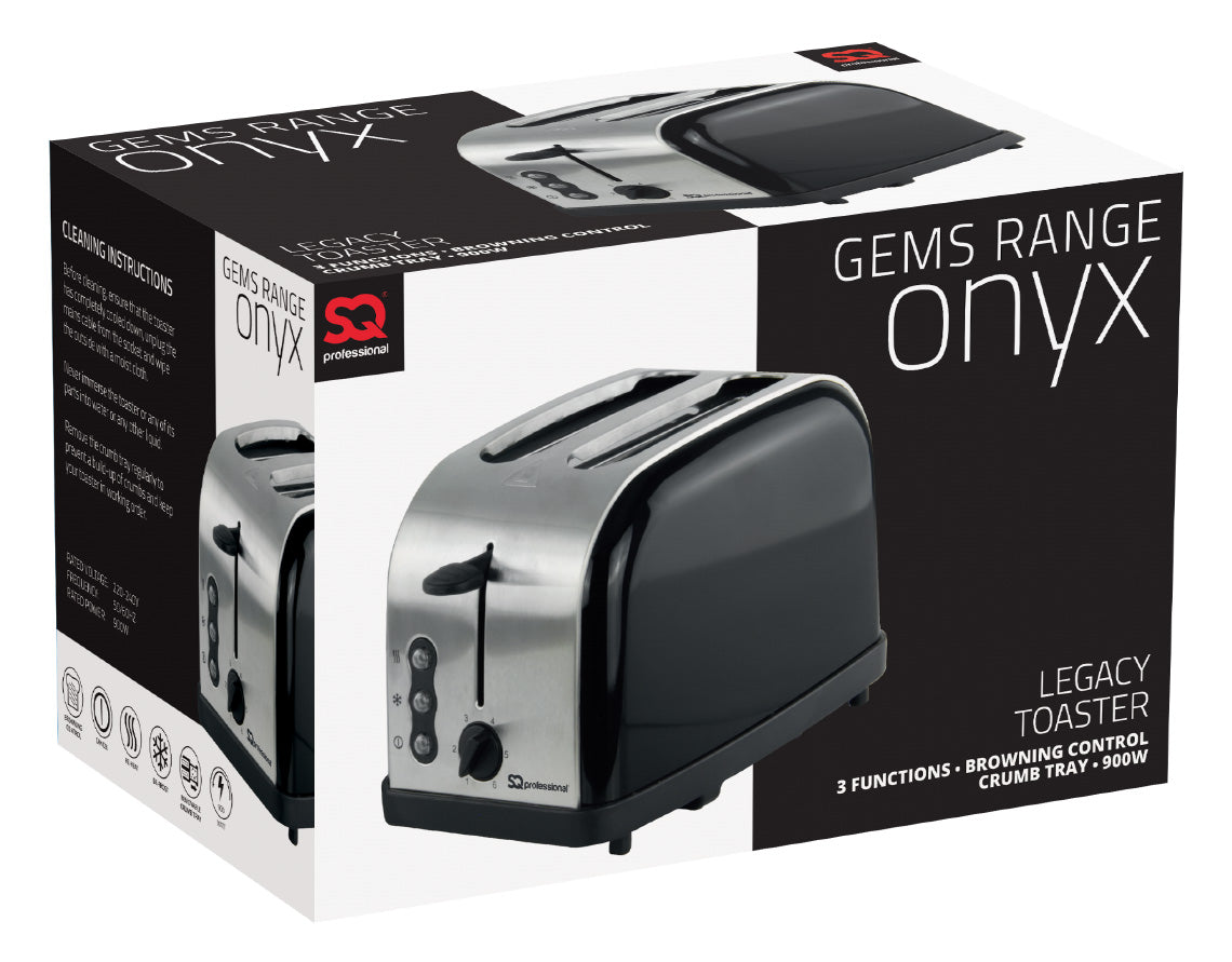 SQ Professional Gems Legacy 2 Slice Toaster 900W Onyx 3433 A (Parcel Rate)