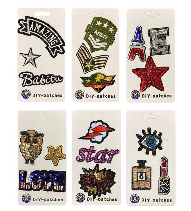 Embroidered / Sequinned Iron on Clothes Patches Set  Assorted Designs 5433 (Large Letter Rate)