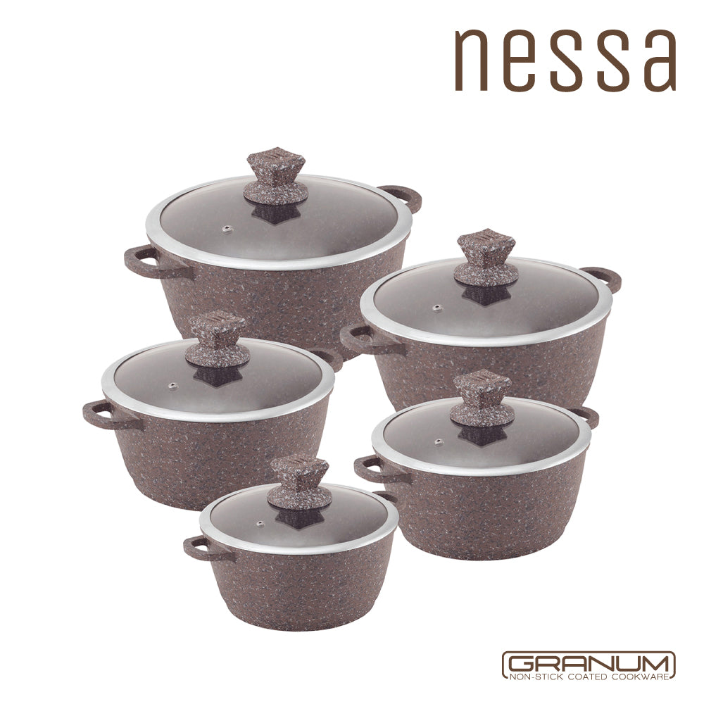 SQ Professional Nessa Granum Stockpot Set Set of 5 Ghadeer Brown 2472 / 5774  (Big Parcel Rate)