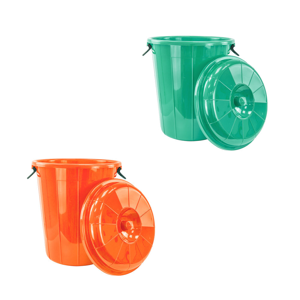 Plastic Eco Storage Drum Bin Bucket with 2 Side Handles 60L Assorted Colours 1882 (Big Parcel Rate)