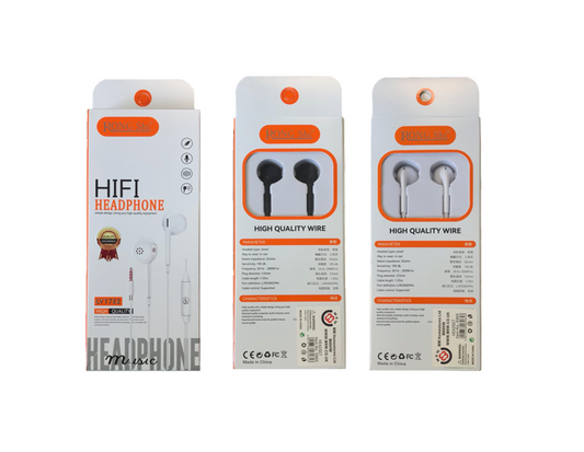 Rongshi Wired Headphones / Earphones LY1752 1.25m Assorted Colours 6965 (Parcel Rate)