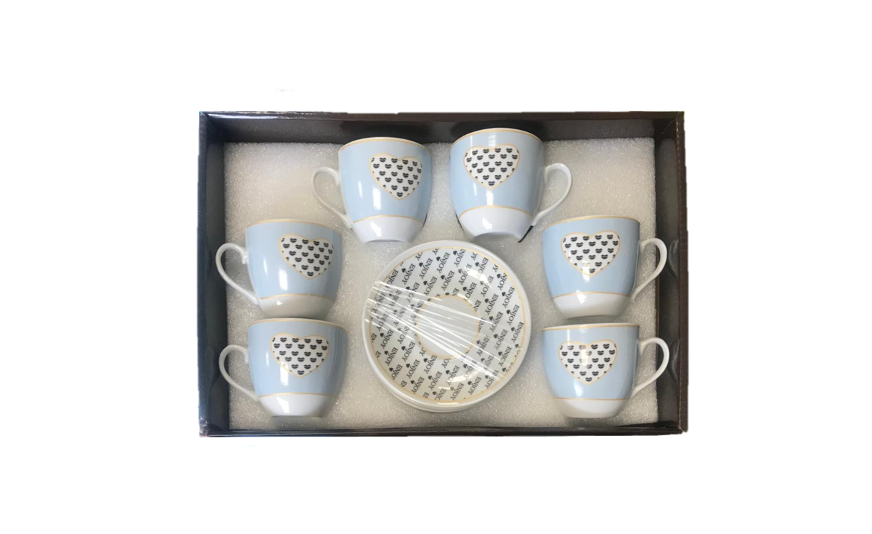 Coffee Tea Cup Mug Set with Saucers Set of 12 Assorted Designs 7520 (Parcel Plus Rate)