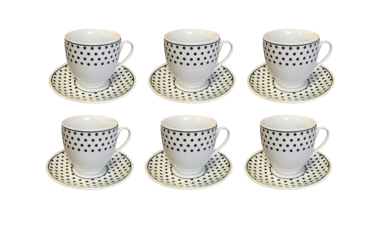 Coffee Tea Cup Mug Set with Saucers Set of 12 Assorted Designs 7526 (Parcel Plus Rate)