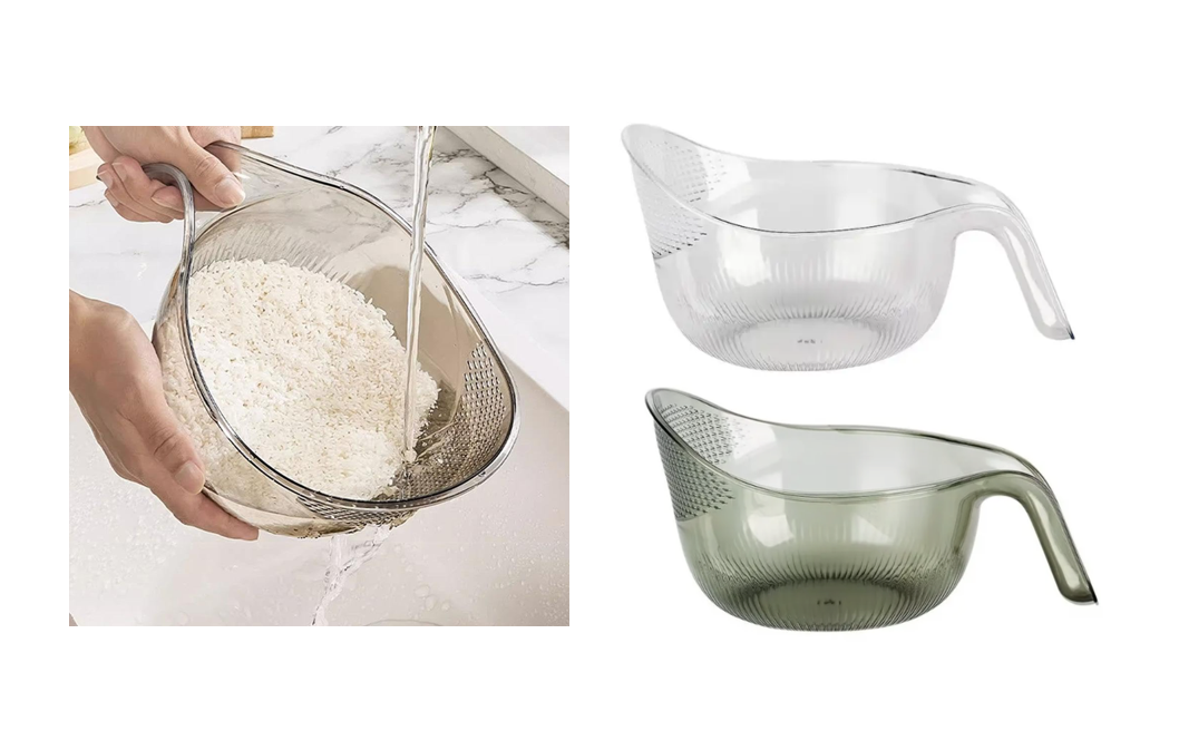 Kitchen Transparent Plastic Water Scoop Ric Drainer Colander 20 x 19 cm Assorted Colours 7612 (Parcel Rate)