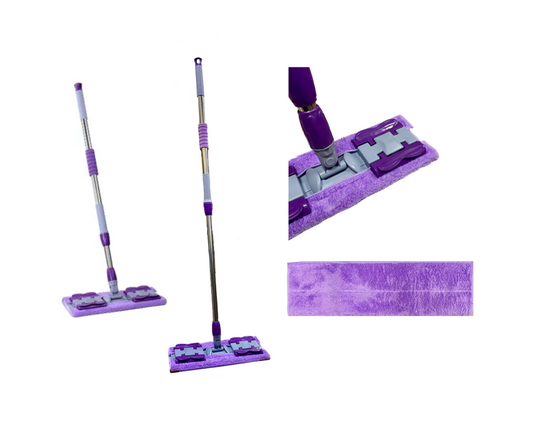 Extendable Microfibre Mop + Extra Mop Refill Pad 75 / 115 cm Assorted Colours 7624 (Big Parcel Rate)