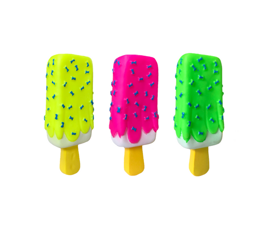 Pet Dog Toy Squeaky Ice Cream Popsicle with Dog Bone Print 15 cm Assorted Colours 7757 (Parcel Rate)