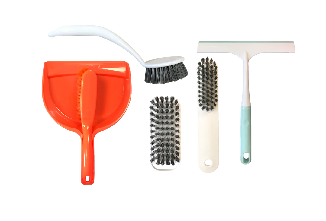 Plastic Cleaning Dustpan and Brush Set of 5 Assorted Colours 7813 (Parcel Rate)