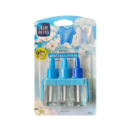 Air Bliss Air Freshener Scented Oil Plug In Refill 20ml Fresh Linen AFL (Parcel Rate)