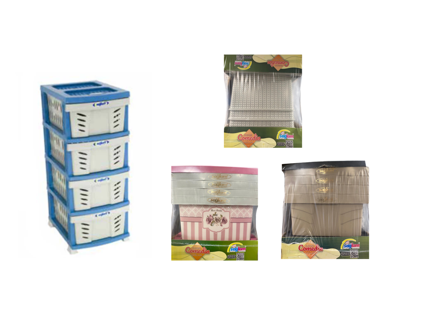 4 Tier Plastic Storage Drawer with Perforated Design 47 x 51 x 92cm Assorted Colours and Designs D152 / D213 / D153 / D151 (Big Parcel Rate)