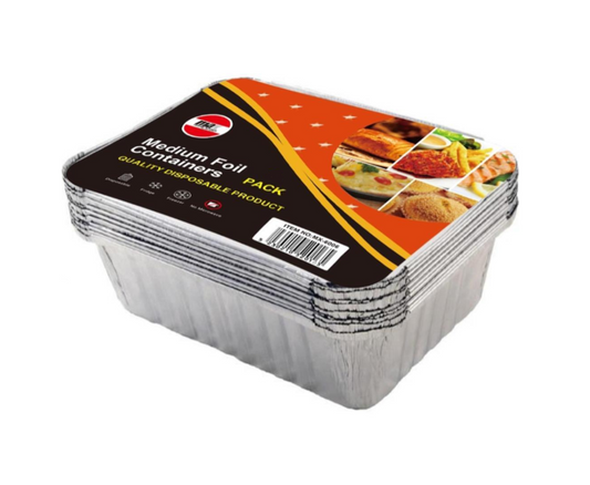 Disposable Aluminium Foil  Food Containers Medium Pack of 8 MX6006 A (Parcel Rate)