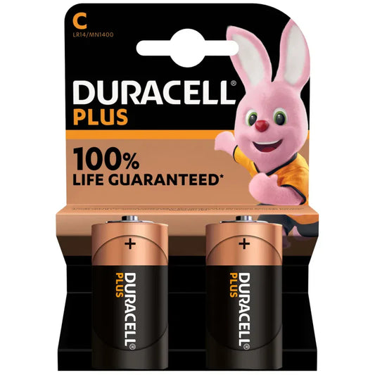 2 x Duracell C Batteries LR14 / MN1400 Plus Power Non Rechargeable 2469  A (Large Letter Rate)