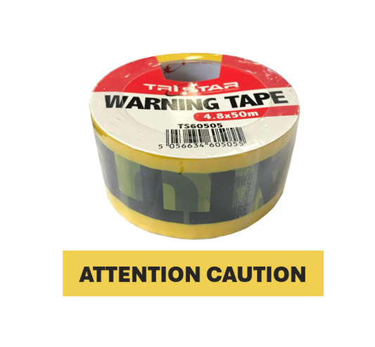 Yellow "ATTENTION CAUTION" Warning Tape 48mm x 50 Metre TS60505(Parcel Rate)