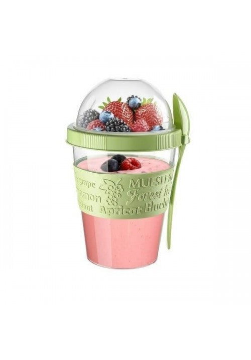 TTZ Plastic Take And Go Yoghurt Muesli Granola Cup with Dome Top 600ml Assorted Colours AP9199 (Parcel Rate)