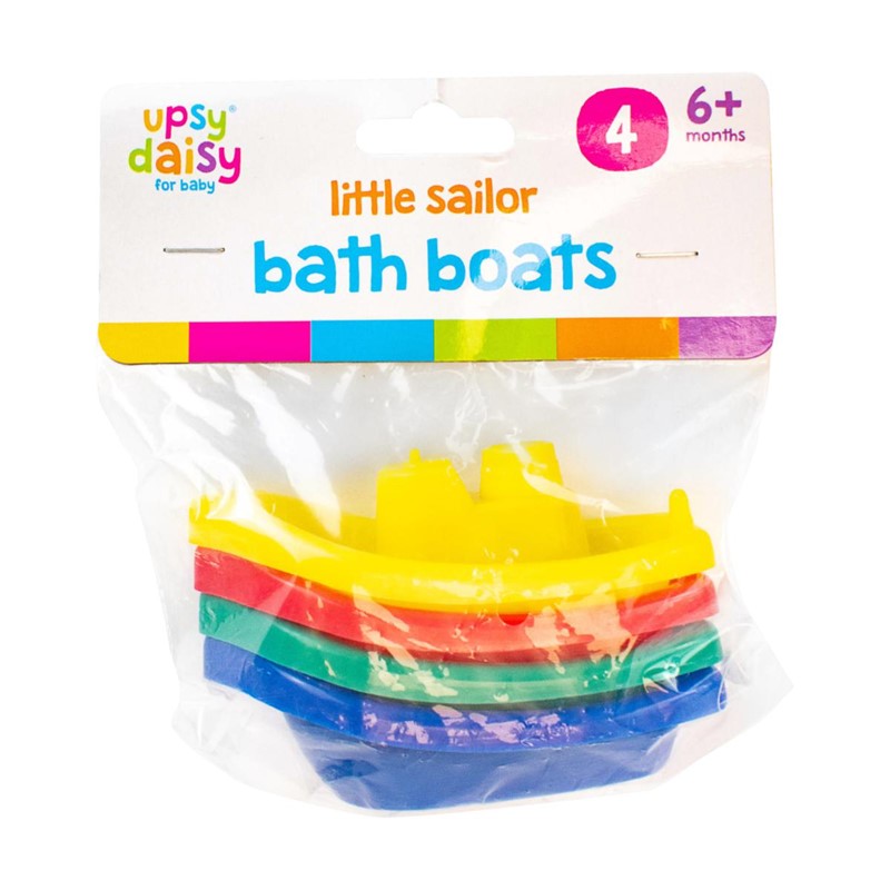 Children's Plastic Little Sailor Bath Boats Pack of 4 Assorted Colours 321300 (Parcel Rate)