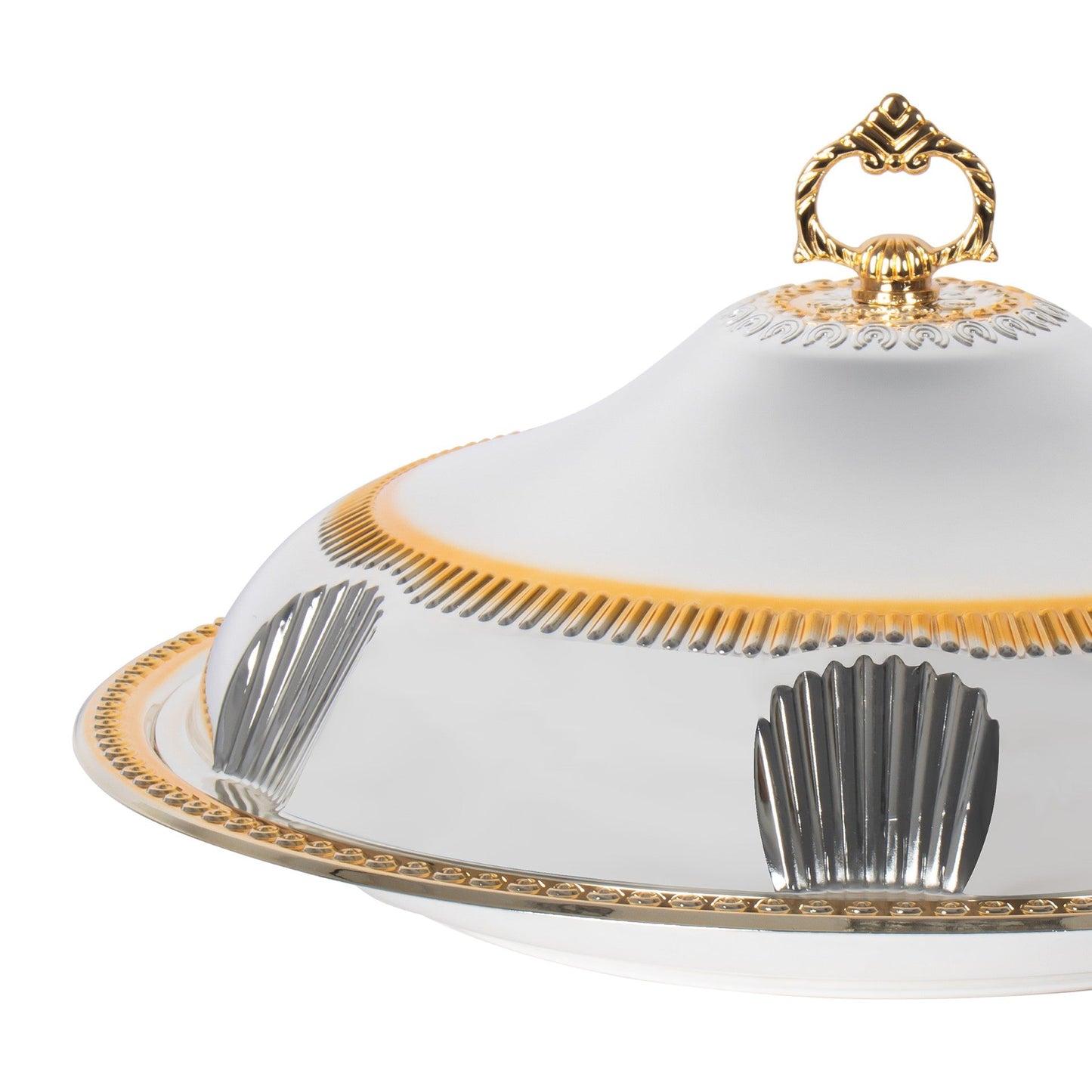 SQ Professional Durane Ornate Party Food Serving Cloche with Tray Silver 58328XLSG 48 x 48 x 12.5 cm Round 11203 (Big Parcel Rate)