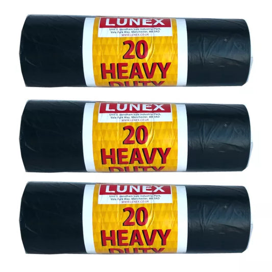 Black Heavy Duty Refuse Sacks Bin Bags Roll of 20 LL5750 A (Parcel Rate)