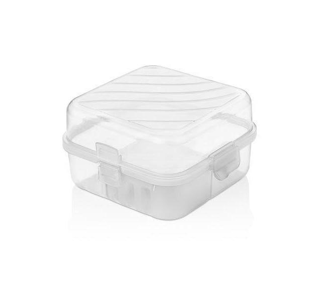 Hobby Plastic Square 2 Compartment Food Storage Container Lunch Box 14 x 14 x 9cm Assorted Colours 021164 (Parcel Rate)