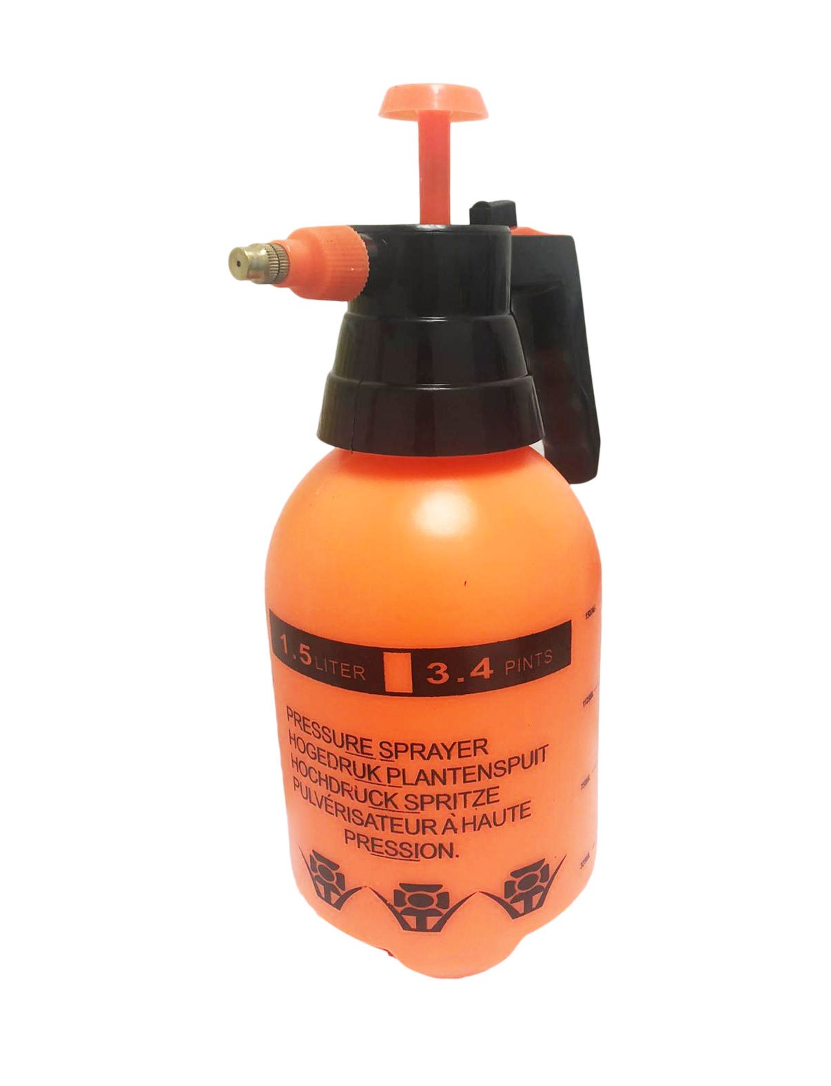 Orange Water Spray Pressure Can 1.5 Litre Outdoor Garden Pressure Spray 0824 (Parcel Rate)