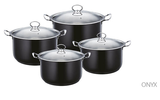 SQ Professional Gems Metallic Stockpot Set of 4 Onyx 2431 (Parcel Rate)