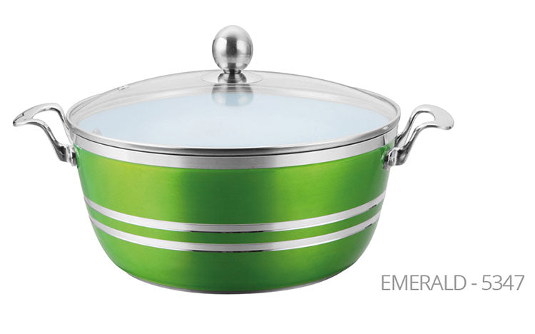 SQ Professional Metallic Die Cast Stockpot Set of 5 Emerald 5347 A  (Big Parcel Rate)