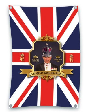 Coronation "His Majesty King Charles III" Traditional Union Jack Landscape Flag 108 x 180 cm 821621 (Parcel Rate)