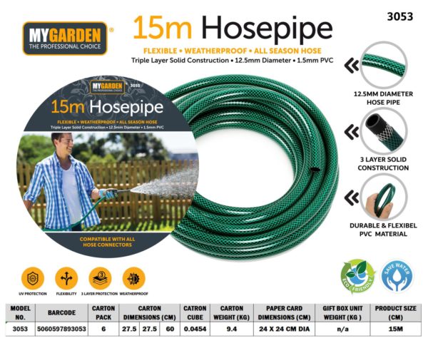 Garden Hose Pipe without Fitting 15 m 3053 (Parcel Rate)