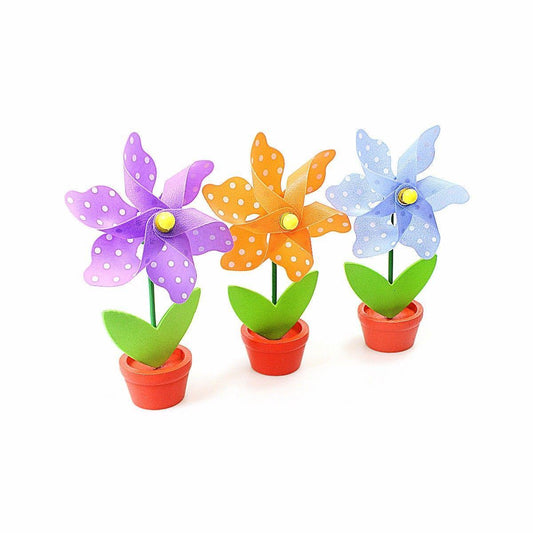 Plastic Mini Windmill Decor in Garden Pot 14cm Pack of 3 Assorted Colours 2111 (Parcel Rate)