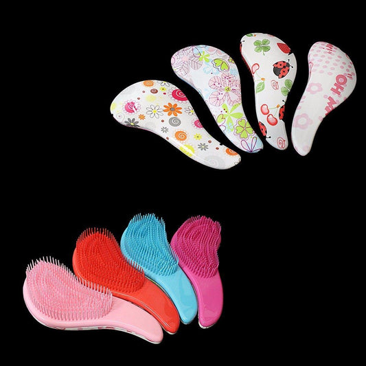 Hairstyling Assorted Colour Silicone Brush/Comb With Print 18cm   4805 (Large Letter Rate)