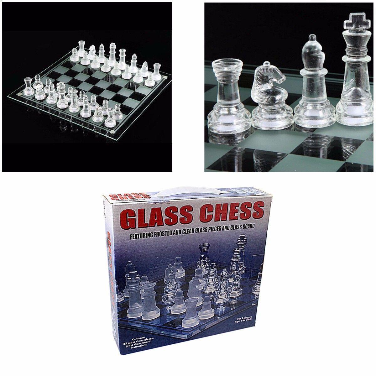 Traditional Family Fun GLASS CHESS Board Game 32 Glass Pieces 22 x 22cm  3163 (Parcel Rate)