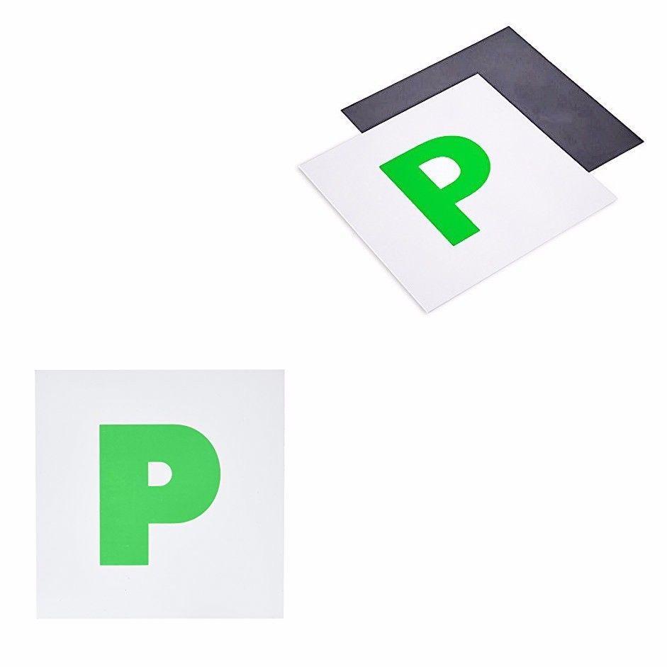 2 x Green 'P' Magnetic  Passed Driving License Learner Car Accessory Plate 18 x 18cm 4901 (Large Letter Rate)