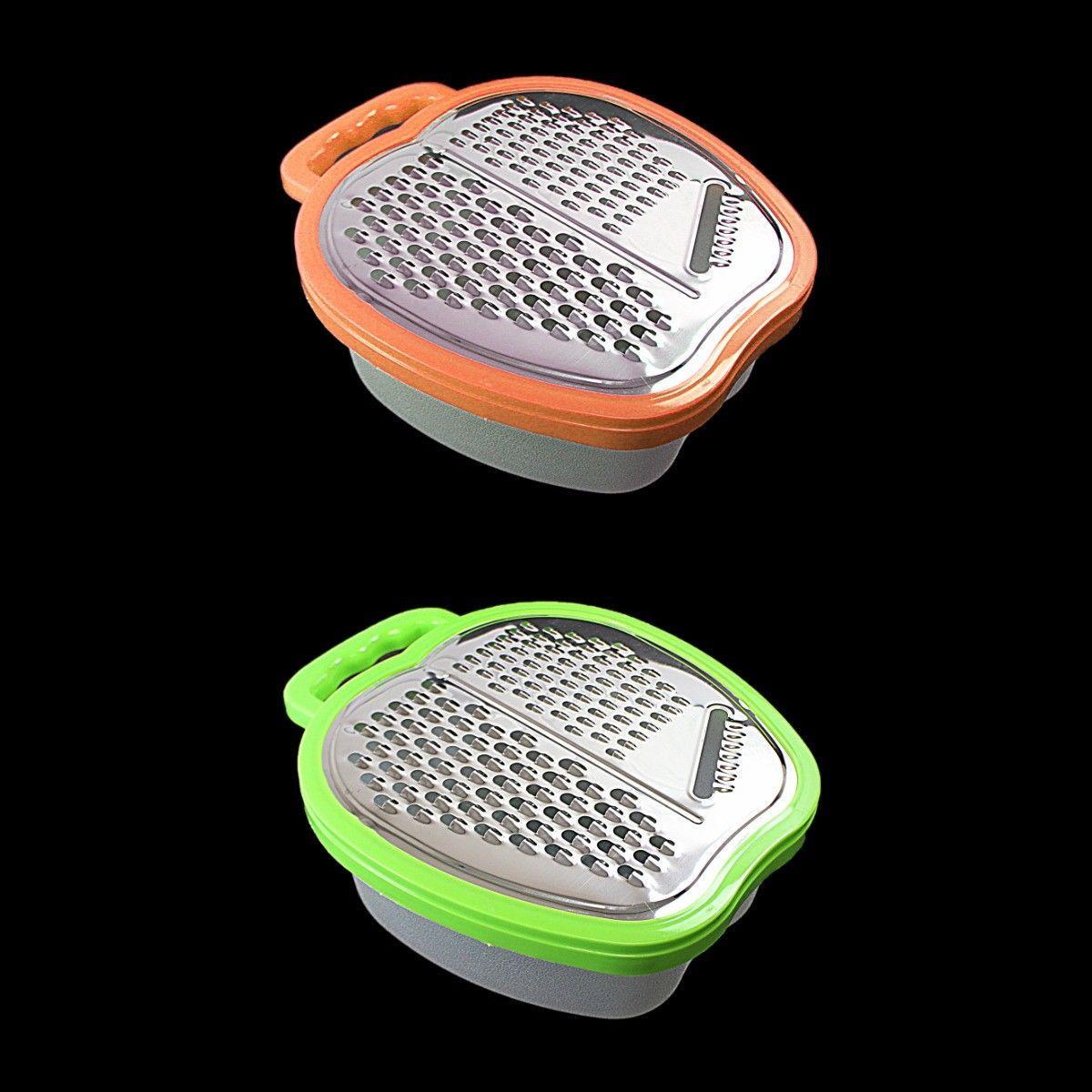 Plastic Apple Shaped Multifunctional Grater with Storage Box Assorted Colours 0419 (Parcel Rate)