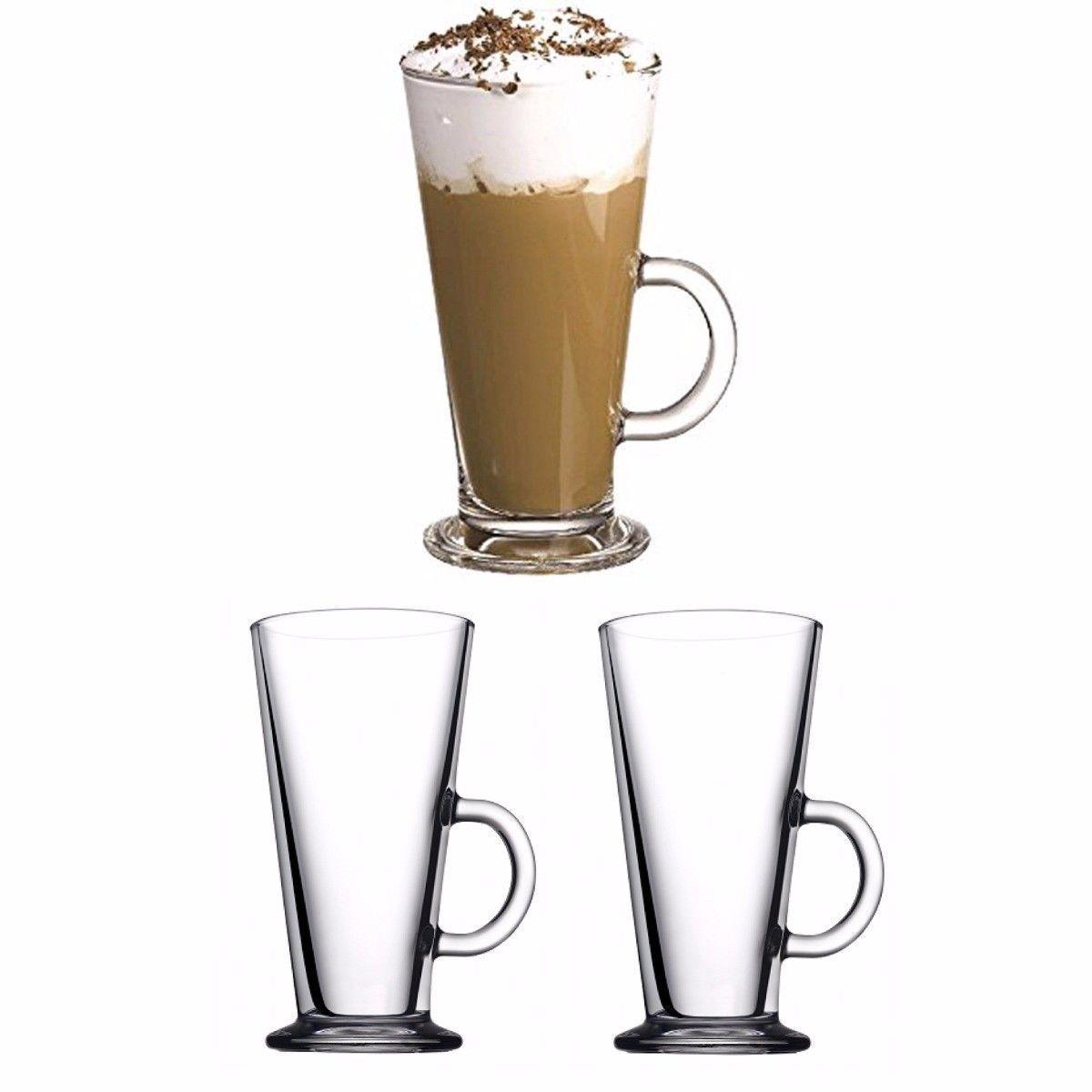 COLOMBIAN 2 Piece Set Latte Glass With Handle 263ml 55861 (Parcel Rate)