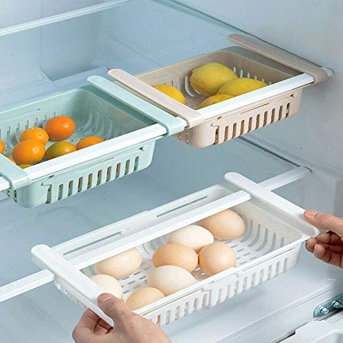 1 Adjustable Extendable Fridge Organiser Storage Rack Pull Out Assorted Colour Random Sent 6588 (Parcel Rate)