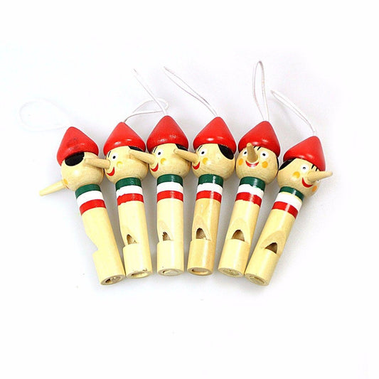 6 Pack Pinocchio Whistle Flute Music Sound Bamboo Wood Hand Crafted 1381 (Parcel Rate)