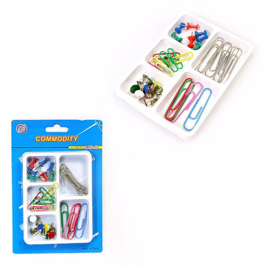 Stationary Supplies Pack of Assorted Paper Clips and Push Pins 0646 (Parcel Rate)