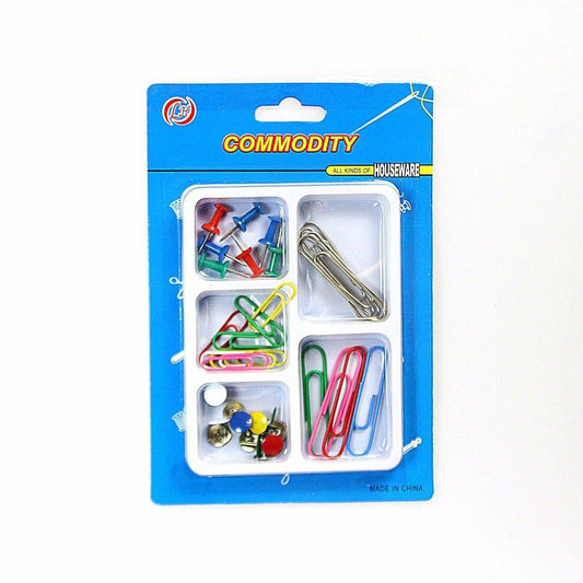 Stationary Supplies Pack of Assorted Paper Clips and Push Pins 0646 (Parcel Rate)