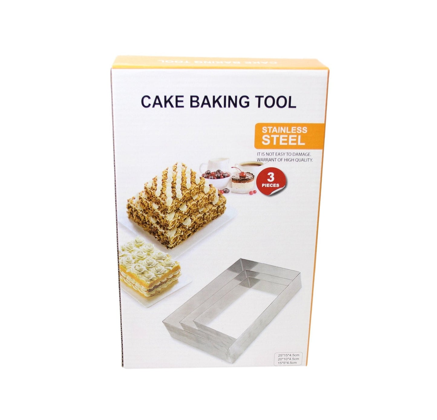 Stainless Steel Cake Baking Tool Rectangle Mould 25cm  20cm  15cm  5917 (Parcel Rate)