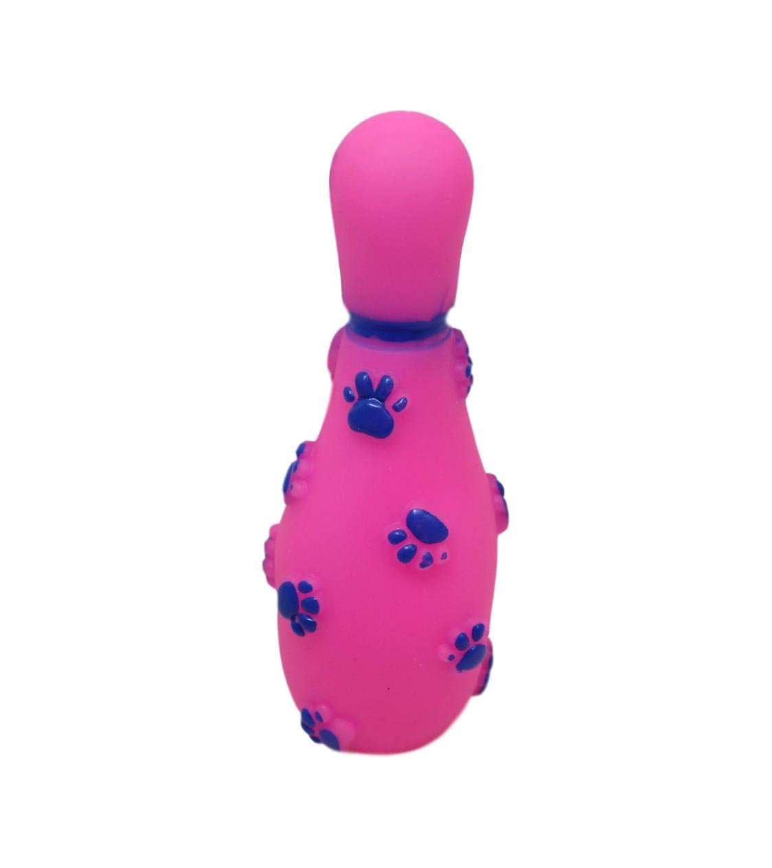 Pet Dog Toy Squeaky Bowling Pin with Paw Print 14 cm Assorted Colours 6043 (Parcel Rate)