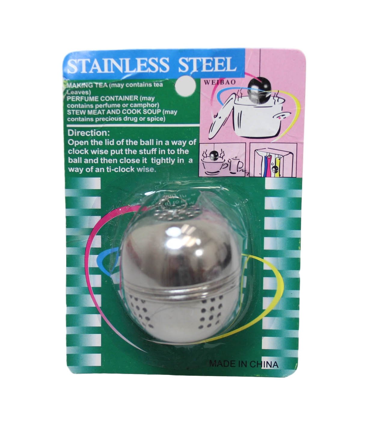 Stainless Steel Loose Leaf Herb Tea Infuser Ball with Chain 5 x 5 cm 6124 (Parcel Rate)