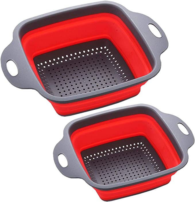 SQ Silicone Folding Colander Square Red 20 x 20 x 8cm 9465 (Parcel Rate)