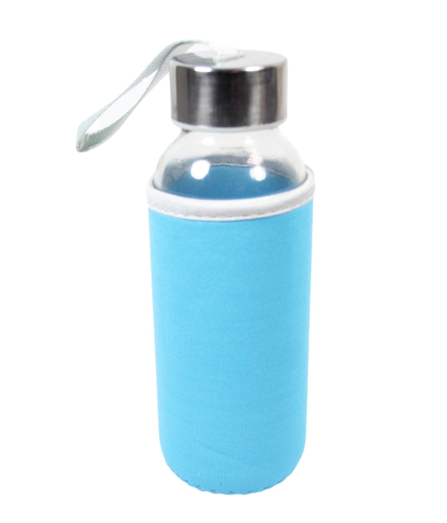 Glass Water Bottle with Cover 18 x 4 cm Assorted Colours Covers 6264 (Parcel Plus Rate)