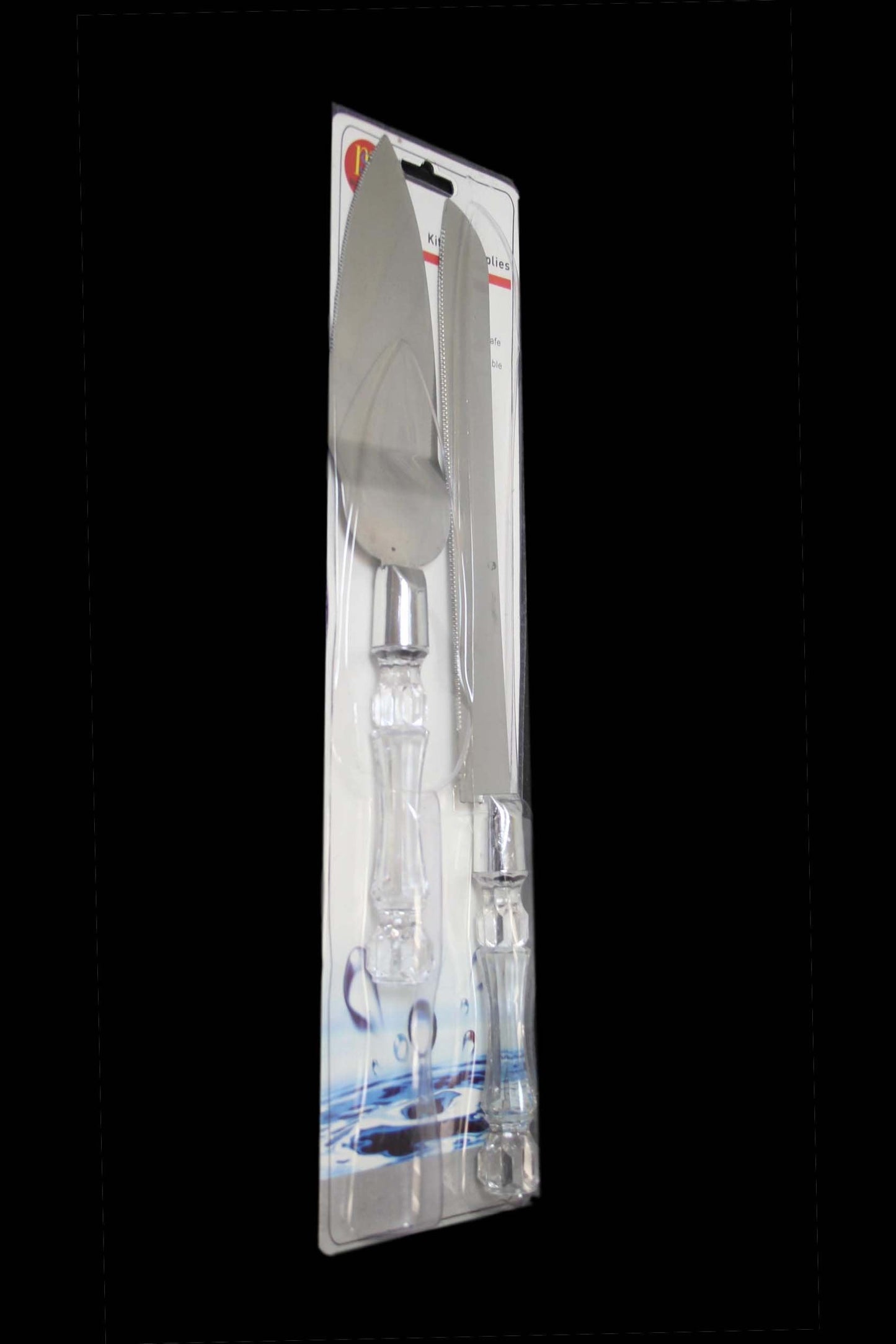 Cake Knife And Server 2 in 1 Crystal Plastic Handle 25 / 30 cm 6380 / 6946 (Parcel Rate)