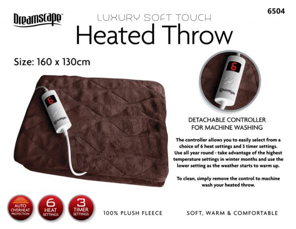 Luxury Soft Touch Electric Heated Throw Blanket 160 x 130 cm 6504 (Parcel Rate)