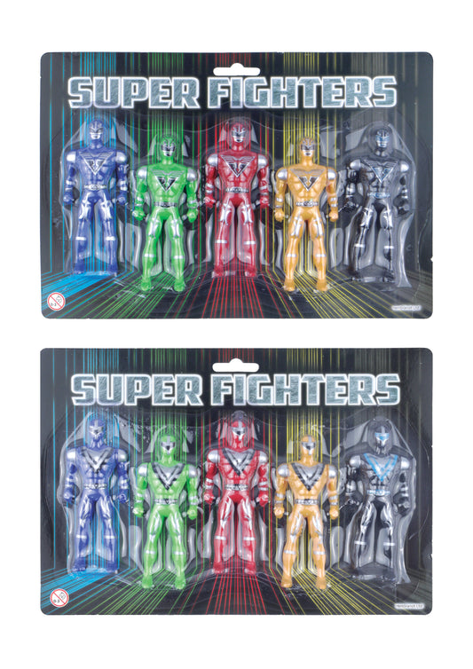 Childrens Super Fighters 5 Assorted Colours 10cm T79051 (Parcel Rate)