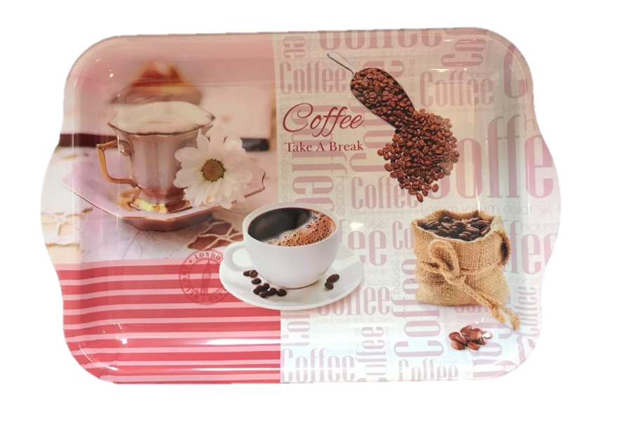 Plastic Tea Coffee Table Tray 30-34 x 23 cm Assorted Designs 6831 (Parcel Rate)