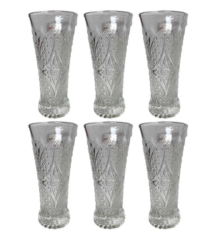 Small Half Pint Decorated Drinking Glass 15 x 7 cm Set of 6 Clear 7056 (Parcel Plus Rate)